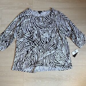 3/$10 Alyx Black and White Zebra Print 3/4 Sleeve Top